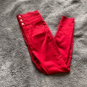High rise refuge red skinny jeans size 2